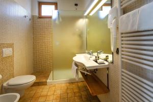 un bagno con wc, lavandino e doccia di APPARTAMENTI CAPRI MALCESINE a Malcesine Altre 26 foto