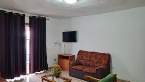 a living room with a couch and a television at Apartamentos El Valle in Frontera