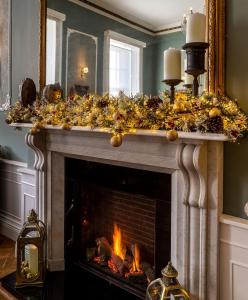 a fireplace that has a fire place in it at Hotel St George by Nina in Dublin