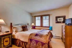 a bedroom with a bed and a window and a television at Highlands Area by East West Hospitality in Beaver Creek