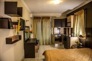 Kuchyň nebo kuchyňský kout v ubytování sozos inn hotel vonitsa