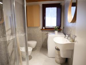 a bathroom with a toilet and a sink and a shower at Appartamenti Residenza Anderbatt in Gressoney-la-Trinité +72 photos