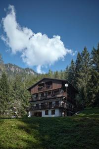 um grande edifício no topo de uma colina com árvores em Casa Sauris em Sauris