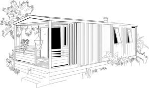 a rendering of a small house with a porch at Camping Le Royan in Royan