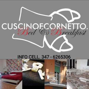 kolaż dwóch zdjęć salonu w obiekcie Cuscino e Cornetto w mieście Salerno