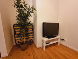 A television and/or entertainment centre at Lifestyle-Appartment near BASF in Ludwigshafen