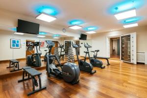 een fitnessruimte met loopbanden en crosstrainers bij Radisson Blu Style Hotel, Vienna in Wenen