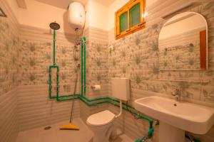 ein Badezimmer mit Toilette und Waschbecken in der Unterkunft Zostel Sissu in Sissu + 37 Fotos
