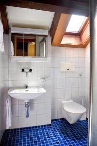 a bathroom with a sink and a toilet at Albergo Lardi in Le Prese, Poschiavo