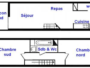 Appartement Les Saisies, 3 pièces, 6 personnes - FR-1-293-65の見取り図または間取り図