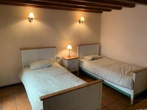 dos camas sentadas una al lado de la otra en un dormitorio en Vivienda turística La Caldera, en Soria
