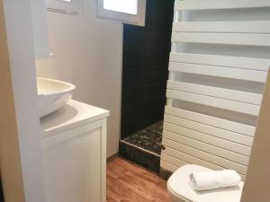 a bathroom with a white toilet and a sink at ❊ L'ECRIN SELESTADIEN ❊ in Sélestat