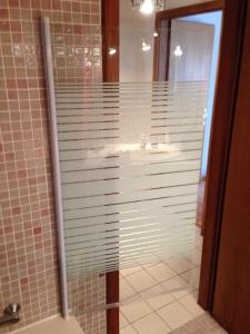 ル・ホーヴァルトにあるAppartement Adélaïdeのバスルーム(ガラス張りのシャワー、シンク付)