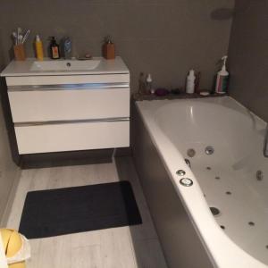 a bathroom with a bath tub and a sink at APPARTEMENT CONLEAU VANNES une Chambre WIFI in Vannes