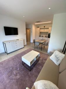 Televízia a/alebo spoločenská miestnosť v ubytovaní Apartmani Kumenat