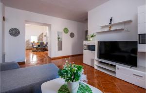 a living room with a large flat screen tv at Stunning Home In Hrboki With Wifi in Hrboki