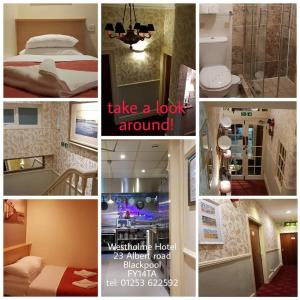 a collage of pictures of a hotel room at Westholme Hotel in Blackpool
