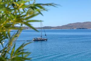 a boat in the middle of a large body of water at Boho Sapiens Blue Perlite in Adamas