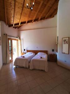 a bedroom with two beds in a room at Unique Stonehouse Traditional Villa in Ayia Anna in Ayia Anna