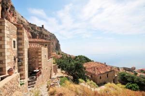 a view of a village on the side of a mountain at Izambo Guest Houses in Monemvasia