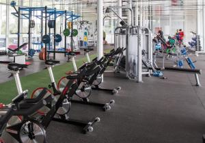 a gym with a bunch of treadmills and machines at Elite Gold Coast in Gold Coast