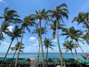 Shoreland Beach Resort by Cocotel في ناسوغبو: مجموعة من أشجار النخيل على الشاطئ