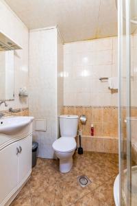 a bathroom with a toilet and a sink and a shower at Гостиница Большой Урал in Yekaterinburg