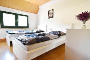 twee bedden in een kamer met twee ramen bij 3 Room Apartment in Hellenthal in Hellenthal