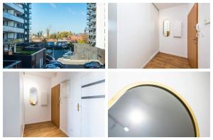 a collage of photos of a room with a building at Apartament KASHMIR in Gdańsk