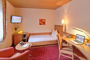 Televízia a/alebo spoločenská miestnosť v ubytovaní Hotel Mader
