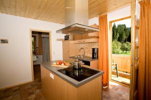 a kitchen with a stove and a counter top at Haus Benzmühle in Reit im Winkl