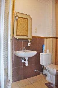 a bathroom with a sink and a toilet at Лісова казка in Slavske