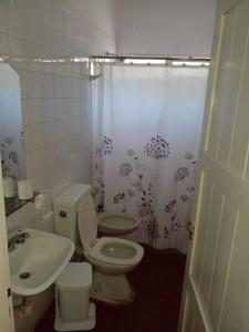 a bathroom with a white toilet and a sink at Confort y tranquilidad al 100% in Malargüe