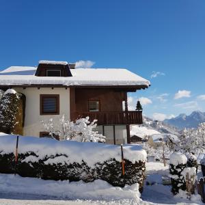 ジリアンにあるFerienwohnung Friedaの山の雪に覆われた家