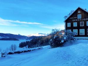 una casa en una colina en la nieve en 5 person holiday home in Lomen, en Løken