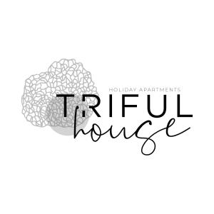 a black and white illustration of a hat with the words full house at trifulhouse holiday apartments in Alba