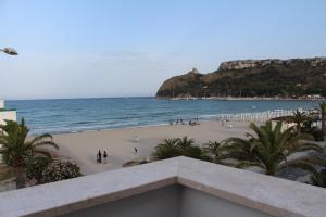 a view of the beach from a balcony at Hotel Nautilus in Cagliari