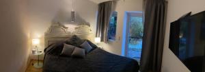 Schlafzimmer mit einem Bett und einem Fenster in der Unterkunft Appartement in Graz-Geidorf in Graz