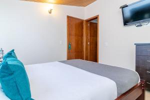 a bedroom with a bed and a flat screen tv at Ayenda Nabusimake in Bogotá