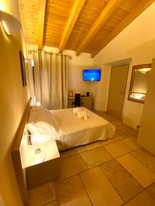 a bedroom with a bed and a tv in a room at La Siègià Resort spa in Massa Marittima