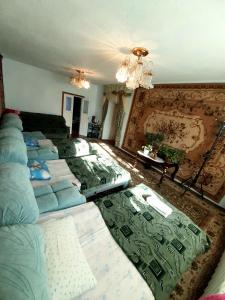 um quarto com um monte de camas em Guesthouse Kishimzhan em Talas