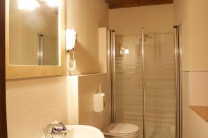 y baño con ducha, lavabo y aseo. en Relais La Leopolda, en Cortona
