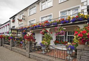 una fila di edifici con fiori sui balconi di Clooneen House a Westport