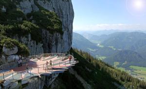 a viewing platform on the side of a mountain at Ferienwohnungen Niederacher in Fieberbrunn +21 photos
