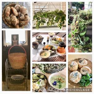 a collage of pictures of food and vegetables at Travelers House おーさんてぃん青空舎 in Taketomi