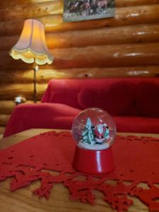 a snow globe with a cat in it on a table at Kuća za odmor “Mita” in Sveti Martin na Muri