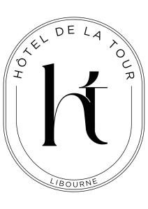 een zwart-wit logo voor een meubelwinkel bij Logis Hôtel de la Tour in Libourne