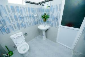 a bathroom with a toilet and a sink at Sera Villa in Galle