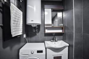 une salle de bain avec une machine à laver et un lavabo dans l'établissement Apartman Kalina, à Zlatibor 58 autres photos