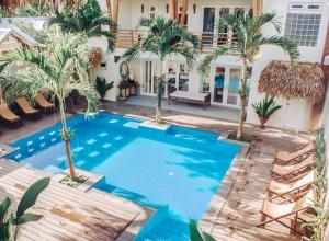 an image of a swimming pool in a house with palm trees at MUNI MUNI VILLAS SIARGAO in General Luna